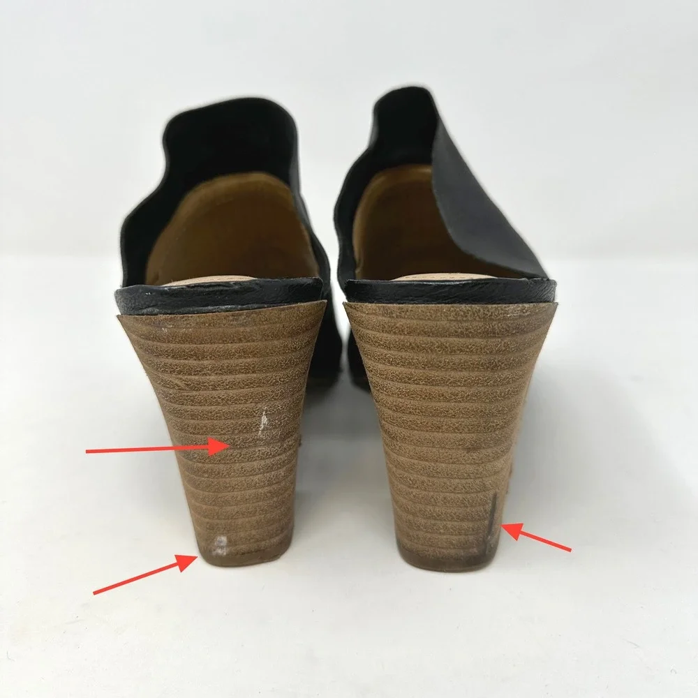 Adam Tucker Molly‎ Open Toe Mules Leather Black 7.5
